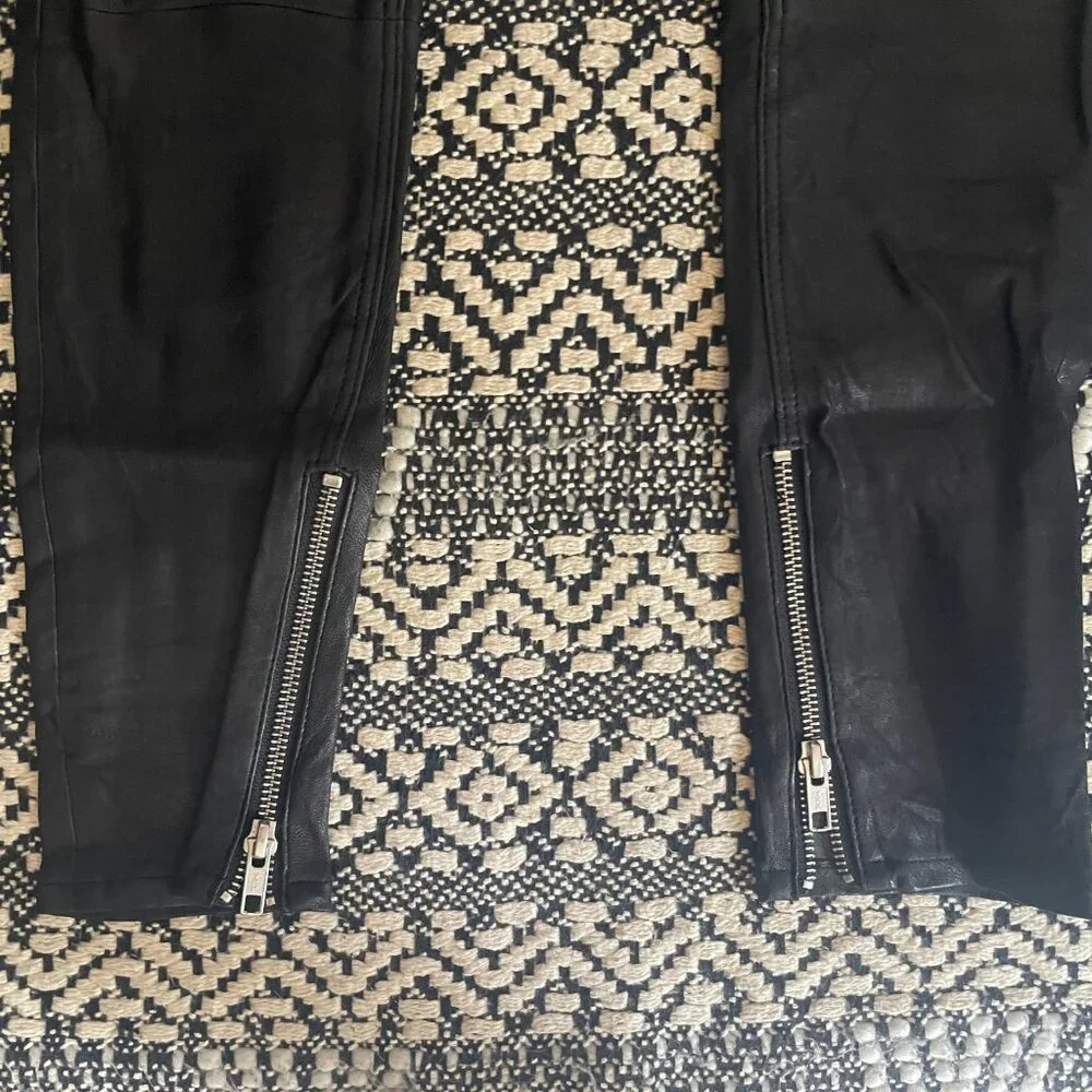 New RtA Black Lamb Leather Zip-Around Designer Pants NWOT Size 25 - Picture 5 of 13